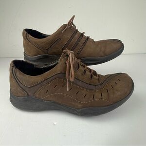 Clarks Wave Womens 7.5 Brown Nubuck Leather Wheel Walking Shoes